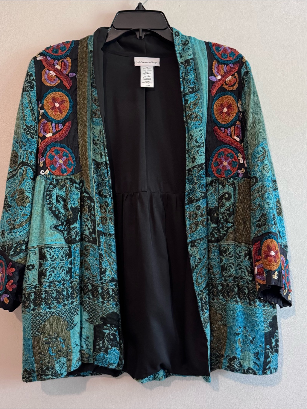 Soft Surroundings Black Jacket With Teal Accent